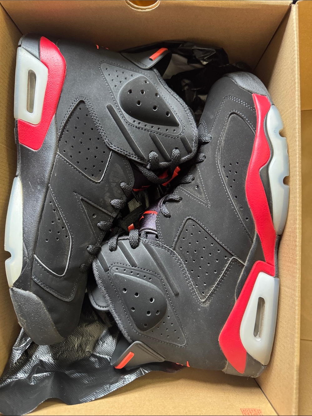 Jordan Salesman retro 6 Men's Black and Red High-Top Basketball Sneakers